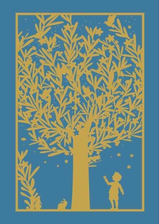 Lot de 5 cartes double en dorure "Arbre de vie balançoire" avec enveloppe sous cellophane