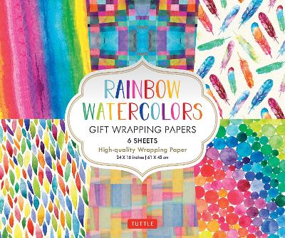 Rainbow Watercolors Gift Wrapping Papers - 6 sheets