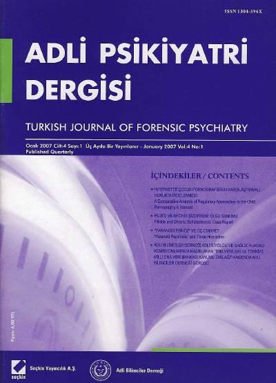 Adli Psikiyatri Dergisi – Cilt 4 Sayı 1