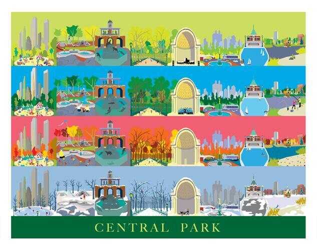 New York City's Central Park Seasons Art Print 11X14