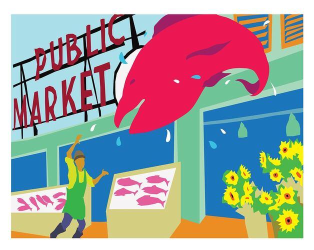 Seattle's Pike Place Market Art Print 11X14
