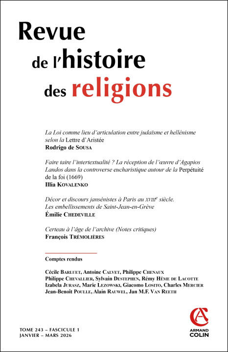 Revue de l'histoire des religions - Nº1/2026