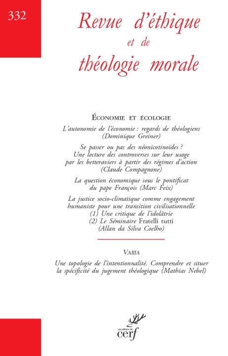 Revue D'ethique et de Theologie Morale 332