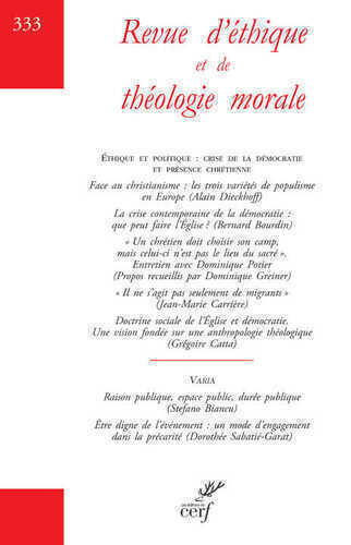 Revue D'ethique et de Theologie Morale 333