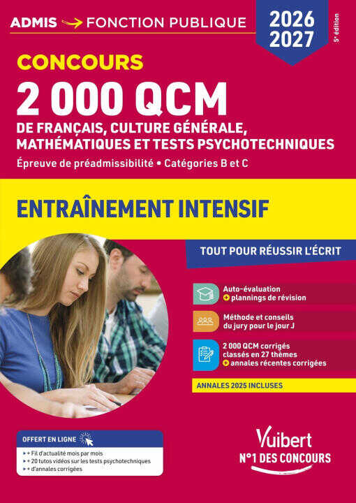 2000 QCM de Français, Culture générale, Mathématiques et Tests psychotechniques