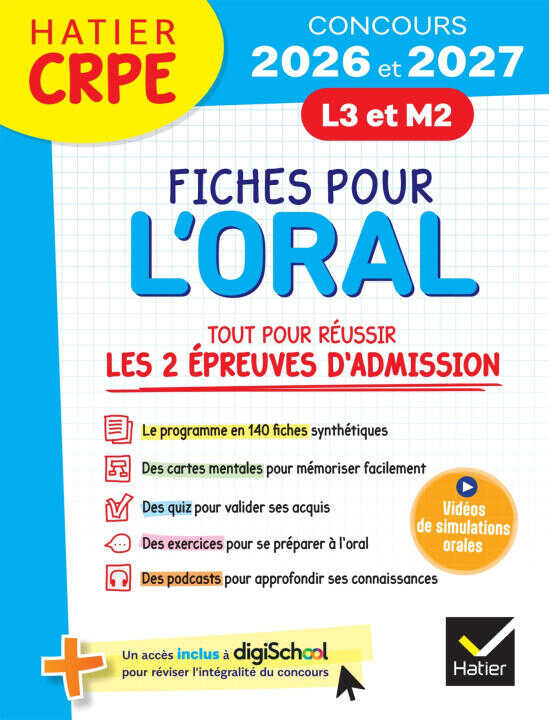 Hatier CRPE -  Fiches pour l'Oral - Tout pour réussir les épreuves d'admission - L3 - M2 - 2026/2027 — Émilie Le Phat Tan