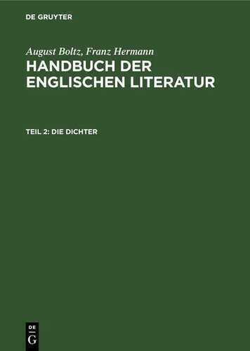 August Boltz; Franz Hermann: Handbuch der englischen Literatur / Die Dichter