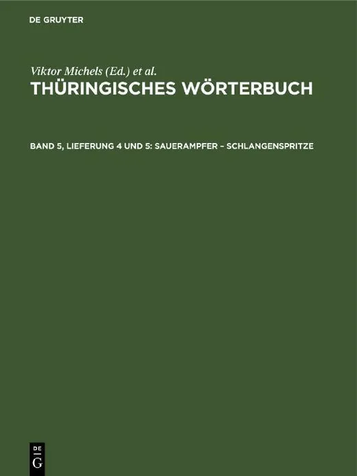 Thüringisches Wörterbuch / Sauerampfer – Schlangenspritze