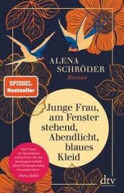 Junge Frau, Am Fenster Stehend, Abendlicht, Blaues Kleid