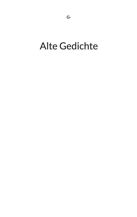Alte Gedichte