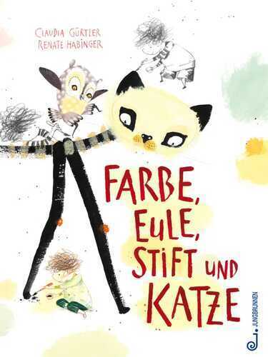 Farbe, Eule, Stift und Katze