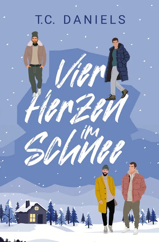 Vier Herzen im Schnee