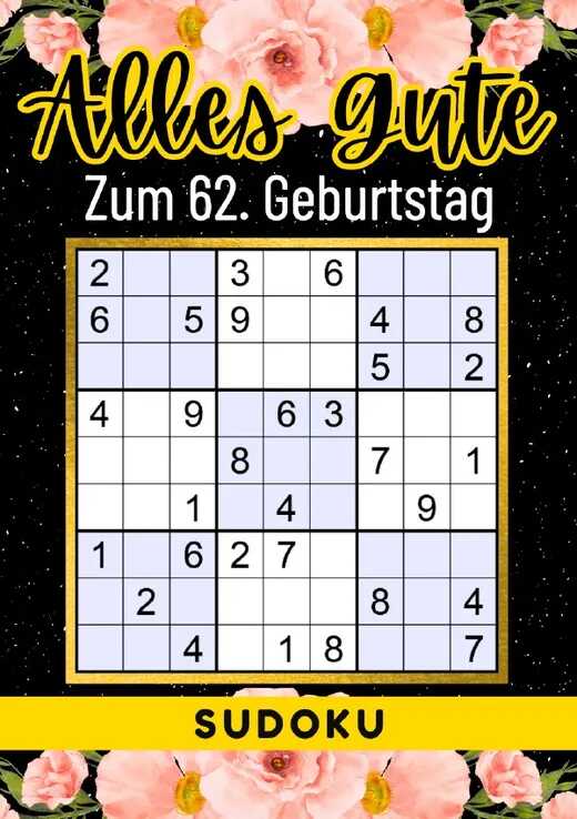 62 Geburtstag Geschenk | Alles Gute zum 62. Geburtstag - Sudoku