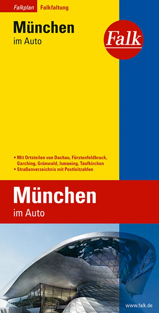 Falk Stadtplan Falkfaltung München im Auto mit Ortsteilen von Dachau, Fürstenfel