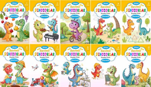 Sevimli Dinozorlar Boyama Kitabı (10 ‘Lu Set)
