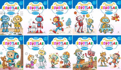 Sevimli Robotlar Boyama Kitabı (10 ‘Lu Set)