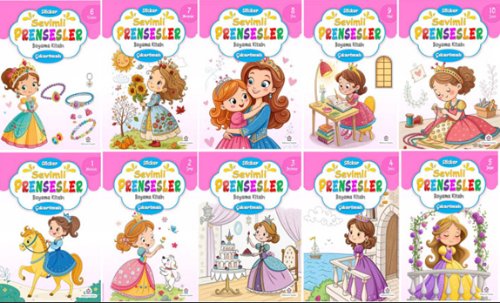 Sevimli Prensesler Boyama Kitabı (10 ‘Lu Set)
