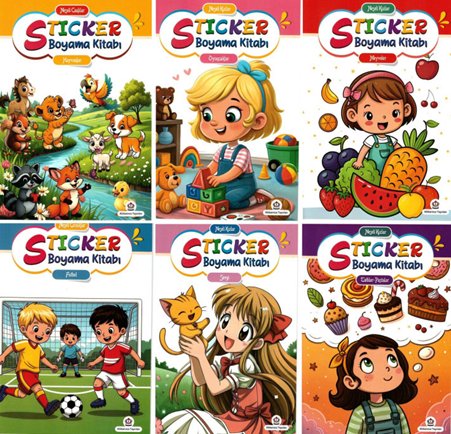 Neşeli Sticker Boyama Kitabı (6'lı Set)