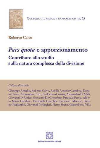 «Pars quota» e apporzionamento. Contributo allo studio sulla natura complessa della divisione