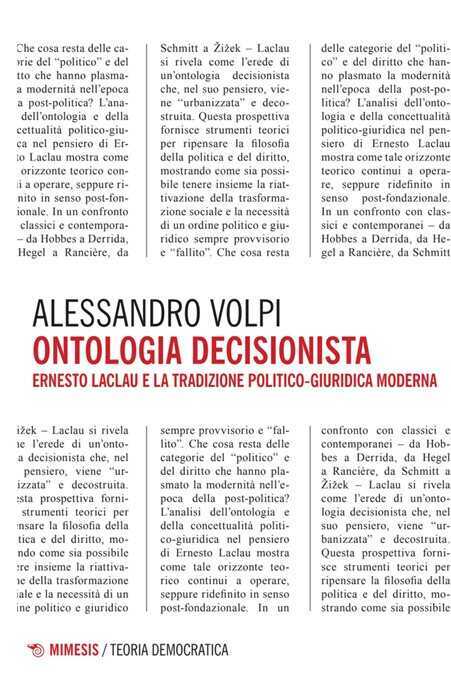 Ontologia decisionista. Ernesto Laclau e la tradizione politico-giuridica moderna